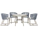 Ver imagem 1 de Mesa com 4 Cadeiras de Jantar Roma 100cm e Noronha em Aluminío Fendi Corda Nautica Estofado 3 Trama