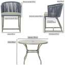 Ver imagem 2 de Mesa com 4 Cadeiras de Jantar Roma 100cm e Noronha em Aluminío Fendi Corda Nautica Estofado 3 Trama