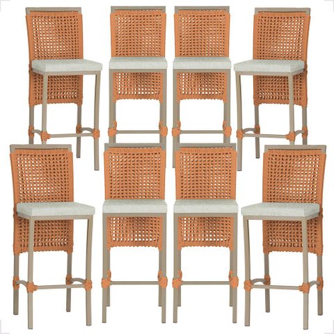 8 Banqueta em Alumínio Roma Fendi Corda Náutica Tecido 3