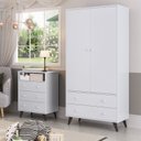 Ver imagem 1 de Quarto De Bebê Completo Roupeiro 2 Portas 2 Gavetas Com Cômoda 3 Gavetas 1 Nicho Nuvem