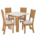 Ver imagem 2 de Conjunto de Sala de Jantar 1 Mesa 4 Cadeiras Atenas Laranja/Freijó/Off White/Linho