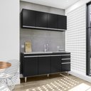 Ver imagem 1 de Cozinha Compacta Lorena com Pia e Cuba Ghelplus 160cm 8 Portas 2 Gavetas Preto Maderatto Móveis