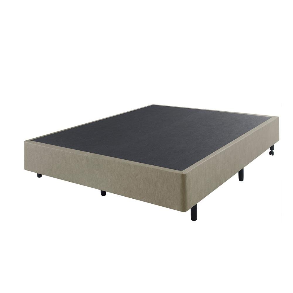 Cama Box Casal Reforçada 138x188 + Colchão Ecoline Ecoflex Espuma D23 Courino Linho - 4