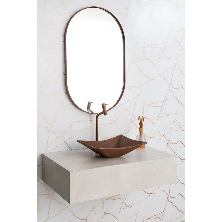 Espelho Oval com Moldura em Metal 80 x 50 cm