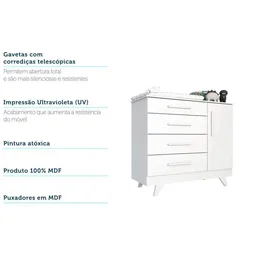Quarto de Bebê Completo com Cômoda Berço e Guarda Roupa 100% MDF Retrô Kakau Espresso Móveis - 11