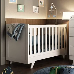 Quarto de Bebê Completo com Cômoda Berço e Guarda Roupa 100% MDF Retrô Kakau Espresso Móveis - 7