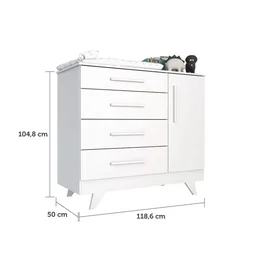 Quarto de Bebê Completo com Cômoda Berço e Guarda Roupa 100% MDF Retrô Kakau Espresso Móveis - 9