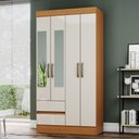 Ver imagem 2 de Guarda Roupa Solteiro 4 Portas 2 Gavetas com Espelho Layla Lux Casa 812