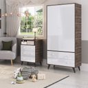 Ver imagem 1 de Quarto De Bebê Completo Guarda Roupa 2 Portas 2 Gavetas Com Cômoda 3 Gavetas 1 Nicho Nuvem