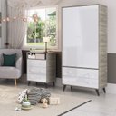 Ver imagem 1 de Quarto de Bebê Completo Roupeiro 2 Portas 2 Gavetas com Cômoda 3 Gavetas 1 Nicho Nuvem Branco/Fresno