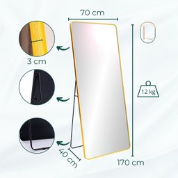 Espelho Grande Retangular Corpo Inteiro 170 X 70 Cm com Suporte de Chão Industrial - 6