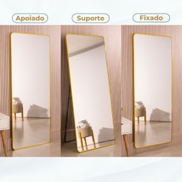 Espelho Grande Retangular Corpo Inteiro 170 X 70 Cm com Suporte de Chão Industrial - 2