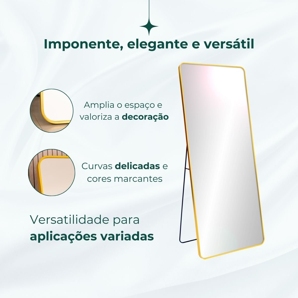 Espelho Grande Retangular Corpo Inteiro 170 X 70 Cm com Suporte de Chão Industrial - 5