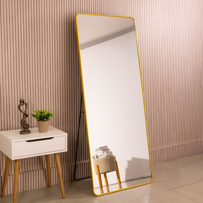 Espelho Grande Retangular Corpo Inteiro 170 X 70 Cm com Suporte de Chão Industrial