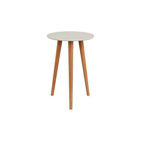 Mesa de Canto Redonda 45cm Lisboa Off White/freijó