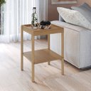Ver imagem 1 de Mesa Lateral Quadrada com Prateleira 43cm x 58cm Pé Madeira Artesano Oslo Marrom Hanover