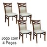 Cadeira de Jantar Eduarda Madeira Maciça Imbuia e Creme 4 pçs - 1