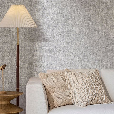 Papel de Parede Linho Cinza Vinilico Lavável+ Cola para Aplicação 3049