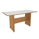 Ver imagem 3 de Conjunto de Sala de Jantar 1 Mesa Tampo Retangular MDF 6 Cadeiras Atenas Laranja/Freijó/Off White/Linho