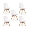Ver imagem 1 de Kit 5 Cadeiras Leda com Almofada, Saarinen Wood Pés Madeira - Sala de Jantar, Cozinha, Escritório, H