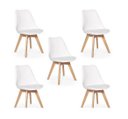 Ver imagem 1 de Kit 5 Cadeiras Leda com Almofada, Saarinen Wood Pés Madeira - Sala de Jantar, Cozinha, Escritório, H
