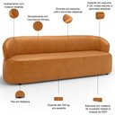 Ver imagem 4 de Sofá 3 Lugares Orgânico Sala de Estar Living 205cm Carmen F04 Couríssimo Whisky - Lyam Decor
