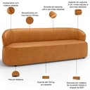 Ver imagem 4 de Sofá 3 Lugares Orgânico Sala de Estar Living 205cm Carmen F04 Couríssimo Whisky - Lyam Decor