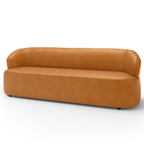 Sofá 3 Lugares Orgânico Sala de Estar Living 205cm Carmen F04 Couríssimo Whisky - Lyam Decor