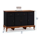 Ver imagem 4 de Balcão Buffet 4 Portas e 3 Gavetas com Pés Luiz XV 60635 Linz Móveis - Preto/Imbuia