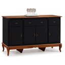 Ver imagem 1 de Balcão Buffet 4 Portas e 3 Gavetas com Pés Luiz XV 60635 Linz Móveis - Preto/Imbuia