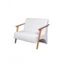Ver imagem 1 de Poltrona Namoradeira Venus Braço Madeira Maciça Tecido Sintético Unidecor Branco