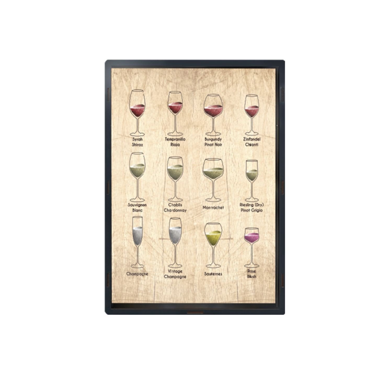 Quadro Porta Rolhas Vinho em Mdf Tipos de Vinho Colecionável:tabaco