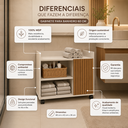 Ver imagem 4 de Gabinete Banheiro com Rodinhas 60cm MDP Porta Madeira 2 Nichos