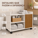 Ver imagem 5 de Gabinete Banheiro com Rodinhas 60cm MDP Porta Madeira 2 Nichos
