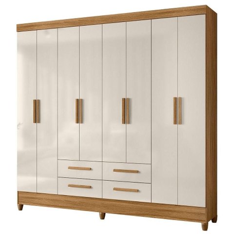 Guarda Roupa Casal 8p 204 Cm Florida Freijo Off White Moval