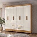 Ver imagem 4 de Guarda Roupa Casal 8p 204 Cm Florida Freijo Off White Moval