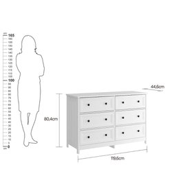 Cômoda 6 Gavetas Com Divisoria Ditália Dm-217 Branco - 8