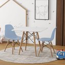 Ver imagem 1 de Conjunto De Mesa Infantil Madeira 68Cm Quadrado Branco 2 Cadeiras Azul Cor: Branco