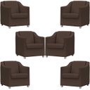 Ver imagem 1 de Kit 6 Poltronas Decorativa para Sala Recepção Manicure Cadeira Reforçada Mila Corino Pés Cromado