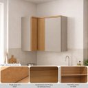 Ver imagem 3 de Armário Aéreo Decorativo 3 Portas Solari MDF 93cm Dobradiças com Amortecimento Jequitibá/Gris Fosco