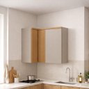 Ver imagem 4 de Armário Aéreo Decorativo 3 Portas Solari MDF 93cm Dobradiças com Amortecimento Jequitibá/Gris Fosco