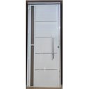 Ver imagem 2 de Porta De Alumínio Lambril 2,10 X 0,90 Com Visor, Friso E Puxador Direita