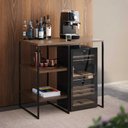 Ver imagem 1 de Aparador Adega Industrial Bar Barzinho Bourbon Aço Preto e Carvalho 80 Cm