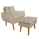Ver imagem 1 de Conjunto Decorativo Poltrona com Puff Opala Suede Bege - Montanaris Decor MD MONTANARIS DECOR