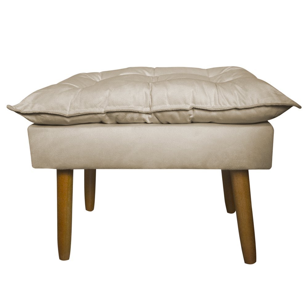 Conjunto Decorativo Poltrona com Puff Opala Suede Bege - Montanaris Decor MD MONTANARIS DECOR - 3