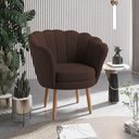 Ver imagem 2 de Poltrona Decorativa Pétala Veludo Marrom Claro Pés Palito
