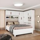 Ver imagem 2 de Guarda Roupa Sevilha com Espelho e Cama Casal Carioca Móveis Branco