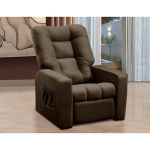 Poltrona Do Papai Reclinável Irlanda Suede Marrom Madelina Decor