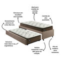 Ver imagem 5 de Bicama Box Solteiro Tecido Linho Marrom 88x188 com Dois Colchões Molas Ensacadas Comfy Ecoflex