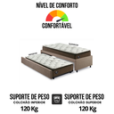 Ver imagem 7 de Bicama Box Solteiro Tecido Linho Marrom 88x188 com Dois Colchões Molas Ensacadas Comfy Ecoflex